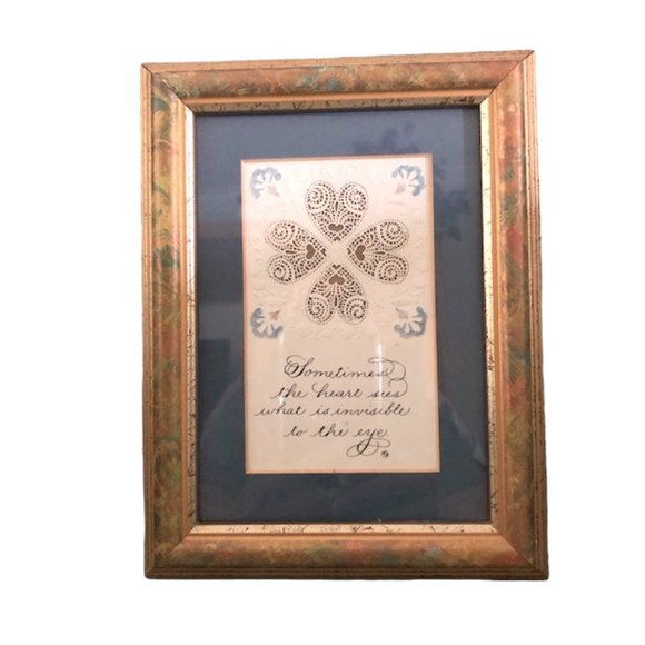 Vintage Hearts on Embossed Paper Print - Picture 2 of 7